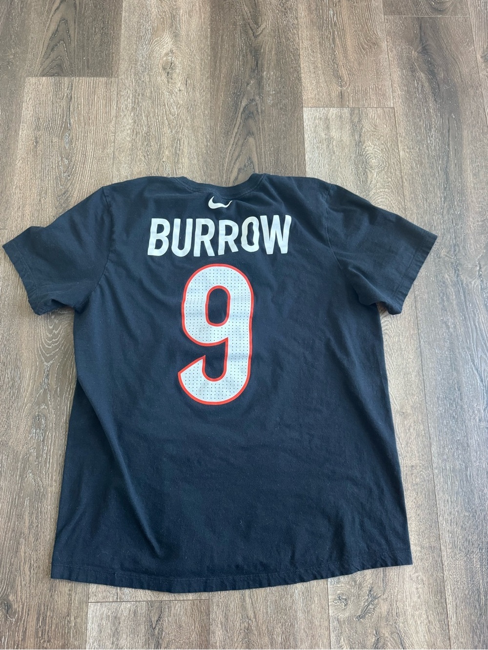 Men's Black Cincinnati Bengals #9 Tee Shirt Burrow Size Large - Picture 4 of 5